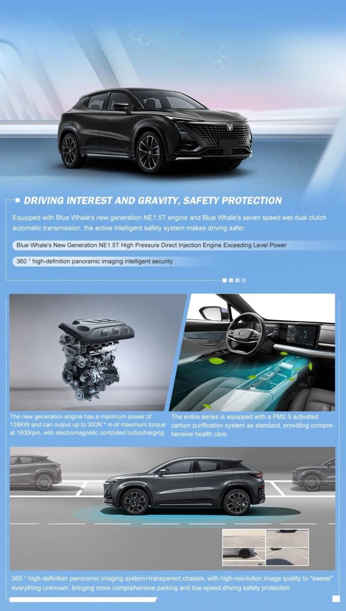 2023 Chang′an Uni-T 1494ml 1.5L 5500rmp 245/45 R20 138kw 300n. M 138kw 5500rmp 1.5L Dohc 4 Cylinder Engine Left Steering